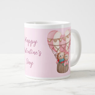 Roze Valentijnsdag tedy-ballon met hete lucht Grote Koffiekop