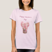 Roze Valentijnsdag tedy-ballon met hete lucht T-shirt (Voorkant)