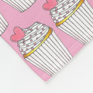 Roze Valentijnsdag van de Heart Love Cupcake Sprin Fleece Deken