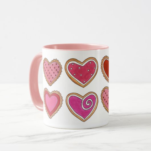 Roze Valentijnsdag van de Rode Liefde Heart Sugar  Mok (Voorkant links)