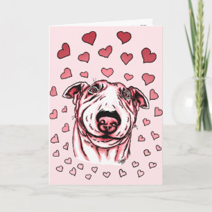 Roze Valentijnsdag van het hart Bull Terrier Feestdagen Kaart