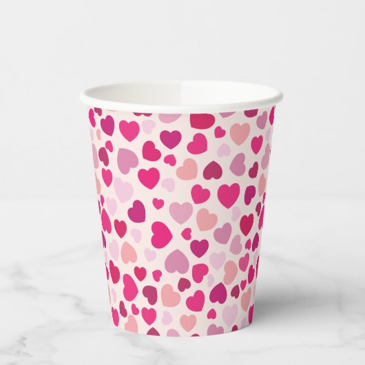 Roze Valentijnsdag van het hart Papieren Bekers (Links)