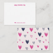 Roze Valentijnsdag van het loopvlakpatroon Notitiekaartje (Voorkant / Achterkant)