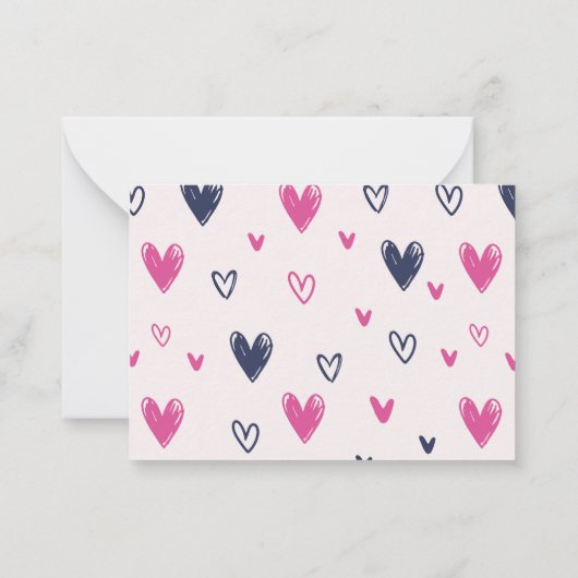 Roze Valentijnsdag van het loopvlakpatroon Notitiekaartje (Achterkant)