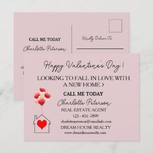 Roze Valentijnsdag Vastgoed Marketing Farming Feestdagenkaart