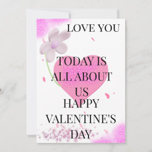 Roze Valentijnsdag Wenskaart   Romantische Liefde Kaart