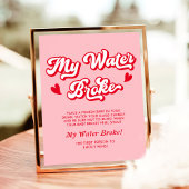 Roze Valentijnse Baby showers Mijn Water Broke Gam Poster