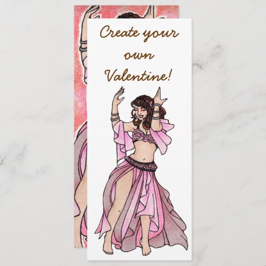 Roze Valentijnse Belly Dancer Feestdagenkaart (Voorkant / Achterkant)