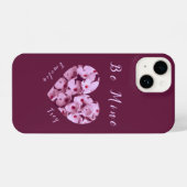 Roze Valentijnse bloemen Hart Mine Monogram iPhone Hoesje (Achterkant horizontaal)