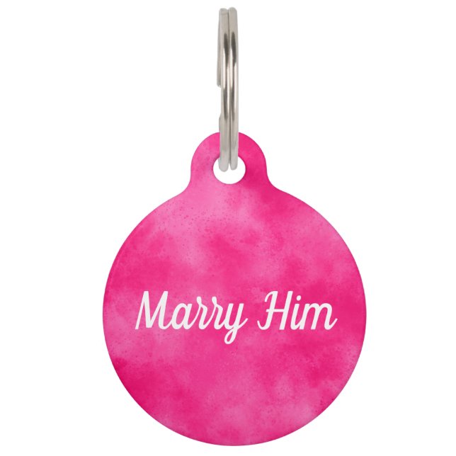 Roze Valentijnse marry Me Round Pet Tag Huisdierpenning (Voorkant)