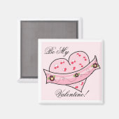 Roze Valentijnshart Met Lint Magneet (Voorkant / Achterkant)