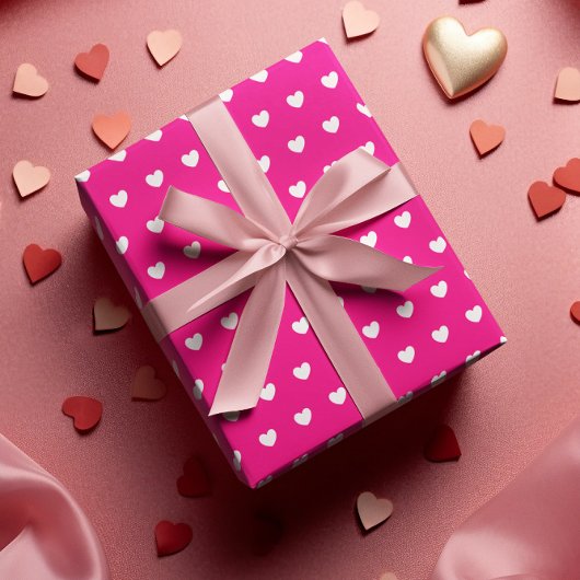 Roze Valentijnsharten Inpakpapier Vel