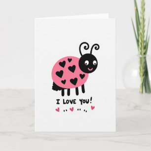 Roze Valentijnskaart Lieveheersbeestje Kaart