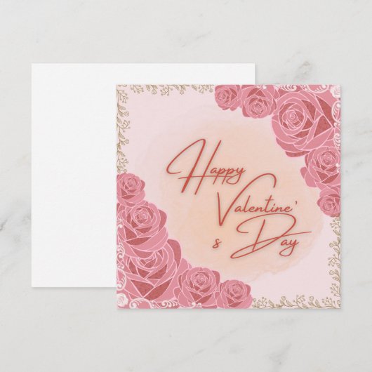 Roze Valentijnskaart met patroon (Voorkant / Achterkant)