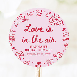 Roze valentijnsliefde is in de lucht Bruidsfeest Ronde Sticker
