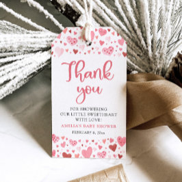 Roze Valentijnsmeisje Kleine Liefje Baby Shower Cadeaulabel