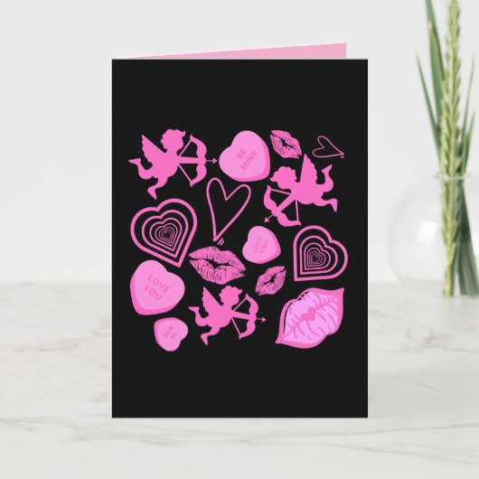 Roze Valentijnspatroon Kaart (Voorkant)
