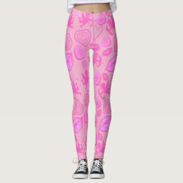 Roze Valentijnspatroon Leggings