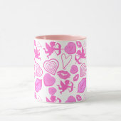 Roze Valentijnspatroon Mok (Midden)