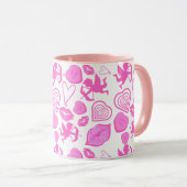 Roze Valentijnspatroon Mok (Voorkant rechts)