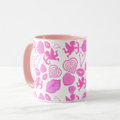 Roze Valentijnspatroon Mok (Voorkant links)