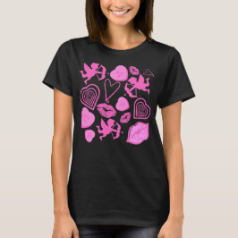 Roze Valentijnspatroon T-shirt