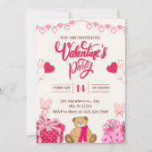 Roze Valentijns's feestuitnodiging Kaart (Voorkant)