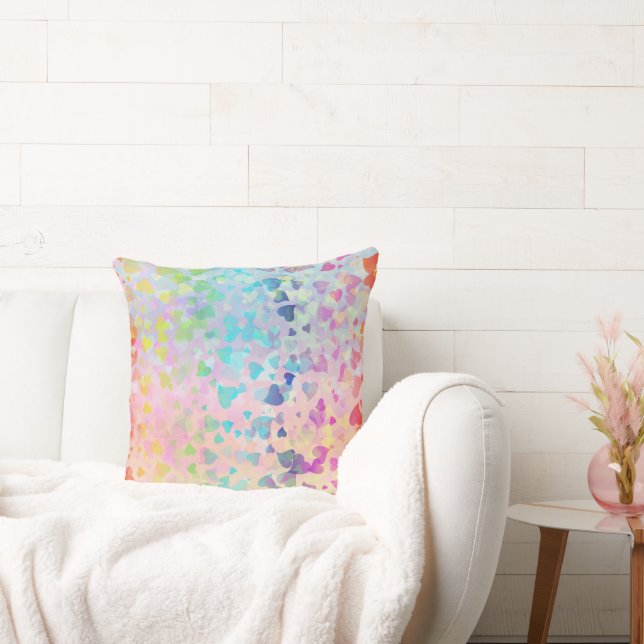 Roze vallende harten kussen (Bank)