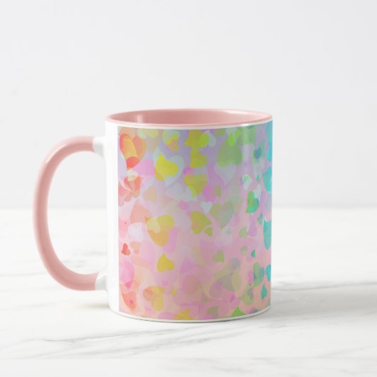 Roze vallende harten mok (Links)