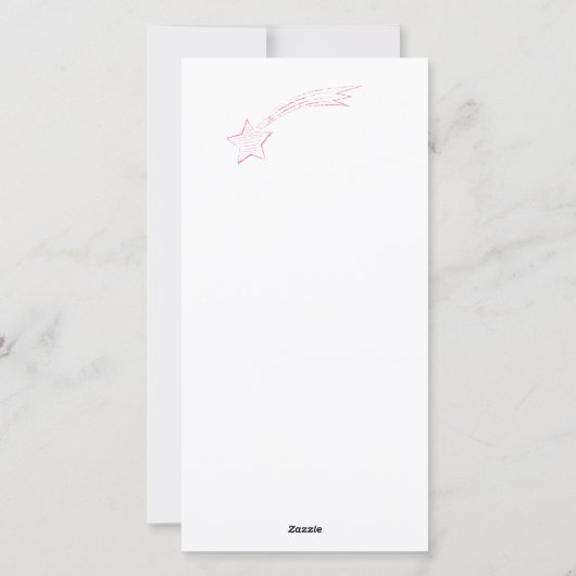 Roze vallende ster handgetekend 3 foto-script feestdagenkaart (Achterkant)