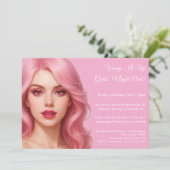 Roze vampier | Girls Night Out Halloween Uitnodigi Kaart (Staand voorkant)