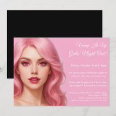Roze vampier | Girls Night Out Halloween Uitnodigi Kaart (Voorkant / Achterkant)