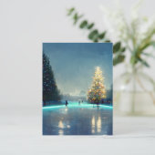 Roze van de buitenste schaatsen in het land briefkaart (Staand voorkant)