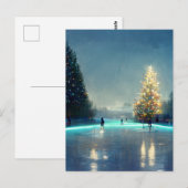 Roze van de buitenste schaatsen in het land briefkaart (Voorkant / Achterkant)