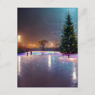 Roze van de buitenste schaatsen in het land briefkaart