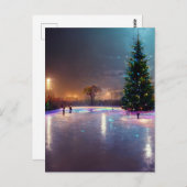 Roze van de buitenste schaatsen in het land briefkaart (Voorkant / Achterkant)