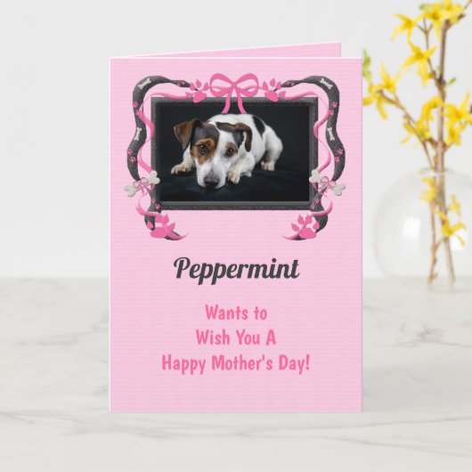 Roze van de hond Moederdag Kaart (Gele Bloem)