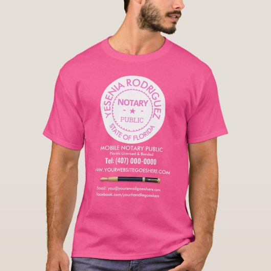 Roze van de mobiele Notarische Ondertekenaar van d T-shirt (Voorkant)