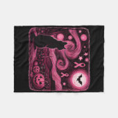 Roze Van Gogh Kat Halloween Borstkanker Awarenes Fleece Deken (Voorkant (Horizontaal))