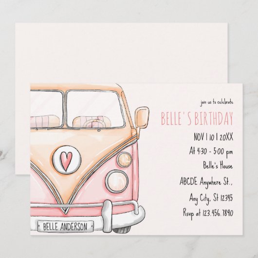 Roze van  kaart (Voorkant / Achterkant)