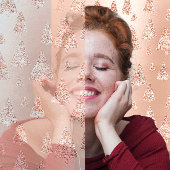 Roze van kerstbomen nam Goud bloost Girly Sparkly Feestdagen Kaart