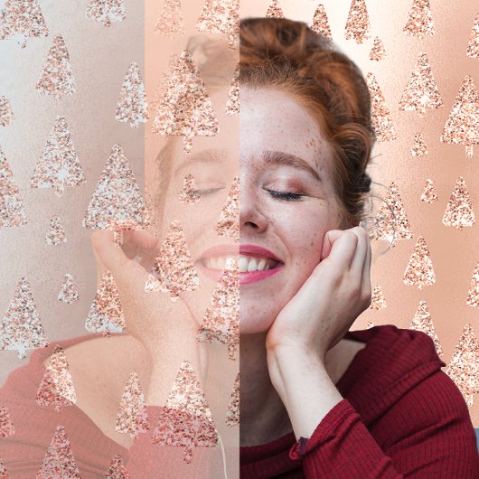 Roze van kerstbomen nam Goud bloost Girly Sparkly Feestdagen Kaart