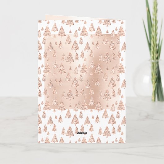 Roze van kerstbomen nam Goud bloost Girly Sparkly Feestdagen Kaart (Achterkant)