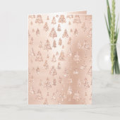 Roze van kerstbomen nam Goud bloost Girly Sparkly Feestdagen Kaart (Voorkant)