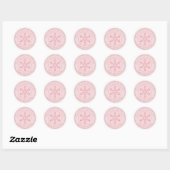 Roze van kerstman glittersneeuwvlok ronde sticker (Vel)