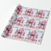 Roze Van Santa Girl's Naam Sneeuwman Kerstmis Cadeaupapier (Uitgerold)