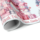 Roze Van Santa Girl's Naam Sneeuwman Kerstmis Cadeaupapier (Rol Hoek)