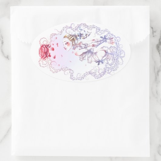 Roze van Versailles Ovale Sticker (Tas)