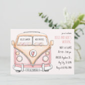 Roze van vintage bruiloft kaart (Staand voorkant)