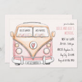 Roze van vintage bruiloft kaart (Voorkant / Achterkant)